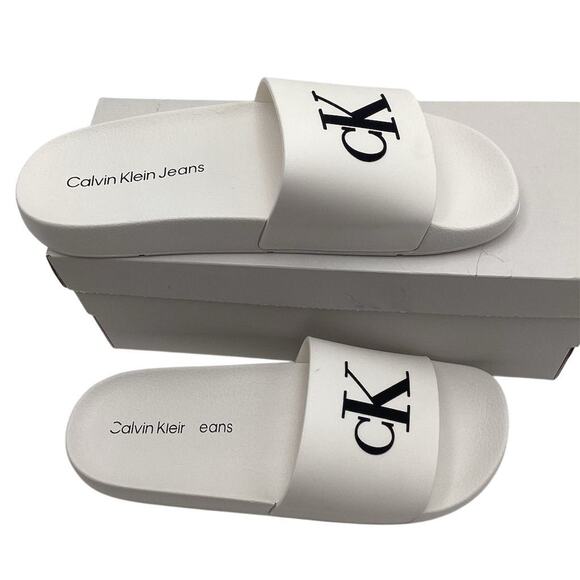 Calvin Klein Women's Arin Slide Sandals White Size 10 MCasual Summer - Picture 1 of 6